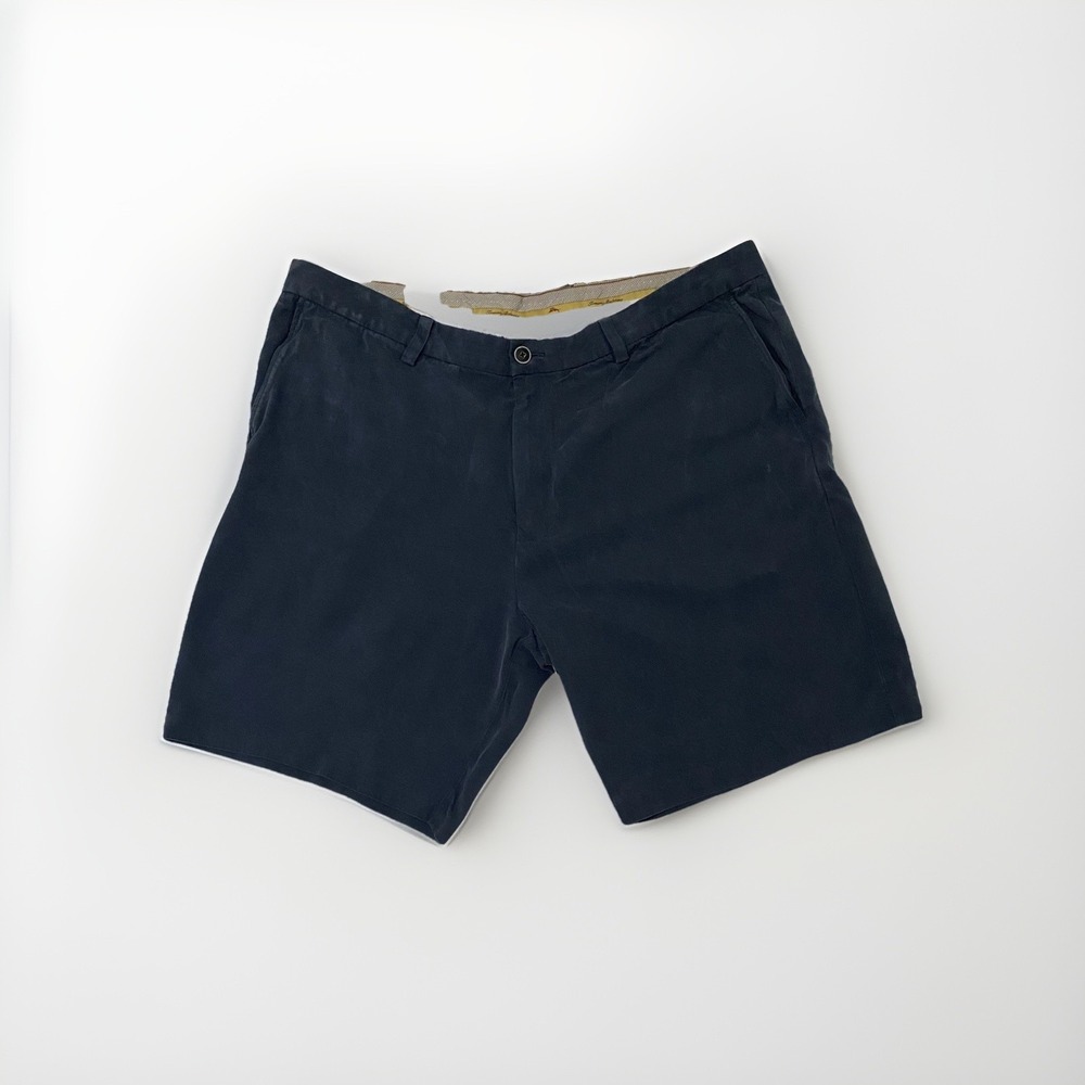 Tommy Bahama Men's blue Solid Silk Chino Shorts Flat Front Button Dry Clean